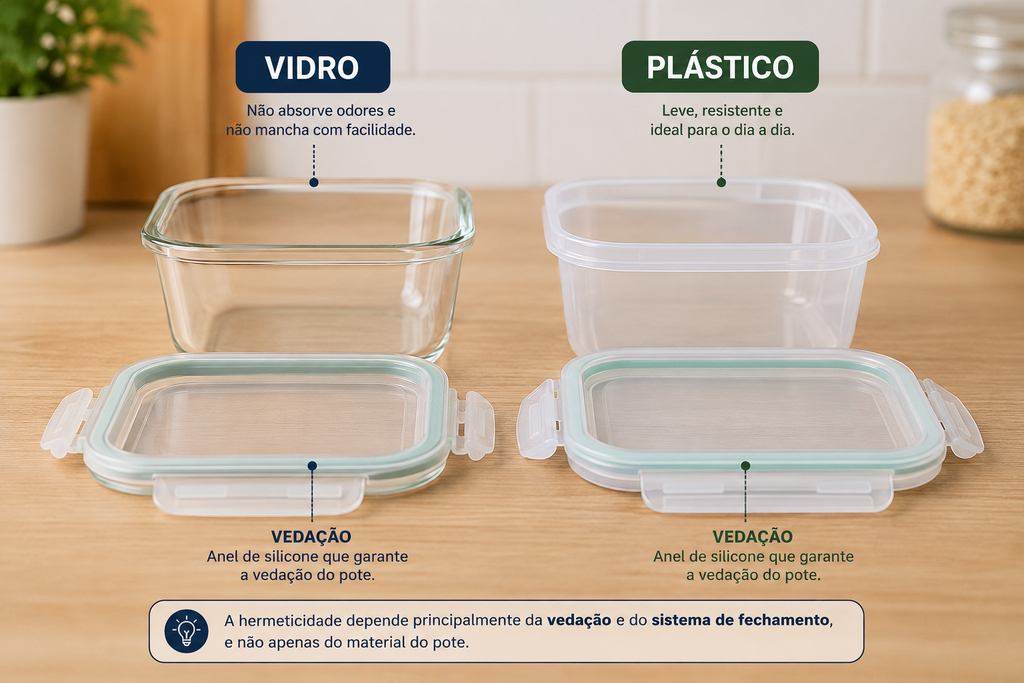 Como escolher pote hermético de vidro ou plástico
