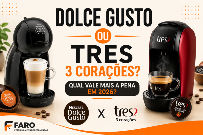 Comparativo entre cafeteiras Dolce Gusto e TRES 3 Corações em 2026