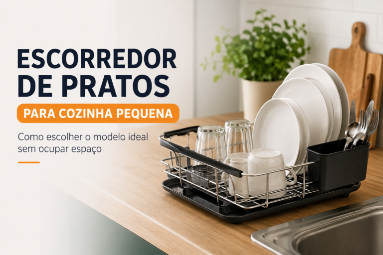Escorredor de pratos para cozinha pequena em bancada compacta