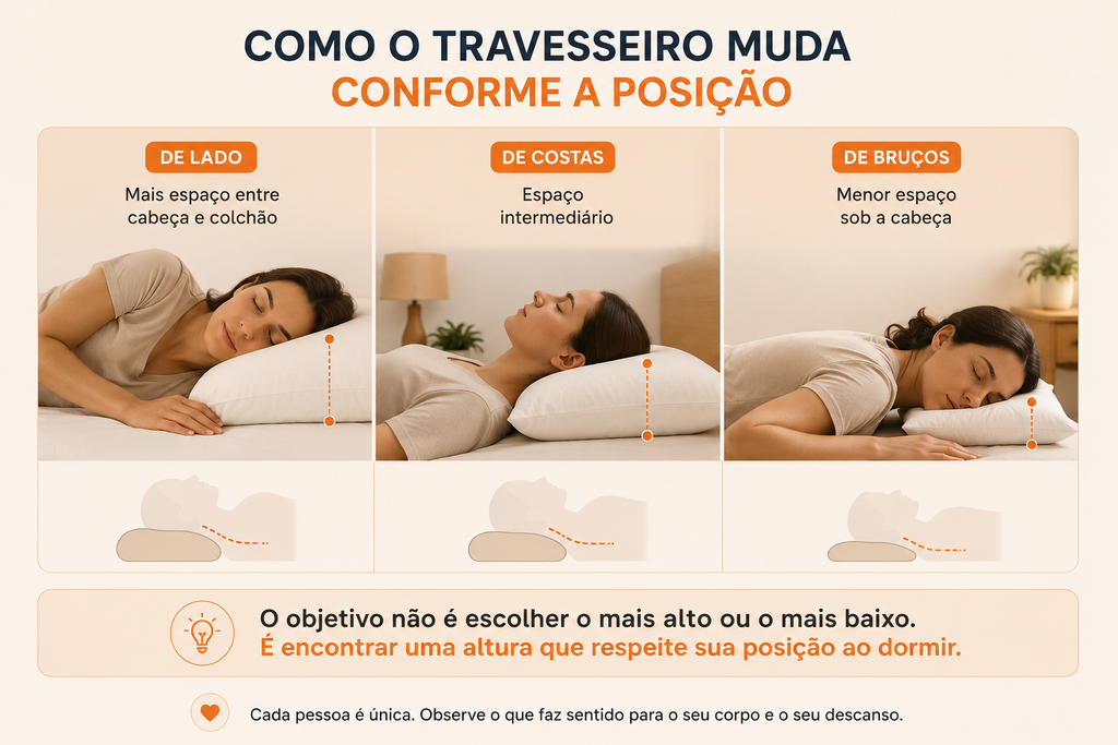 Como escolher a altura do travesseiro de acordo com a posição de dormir