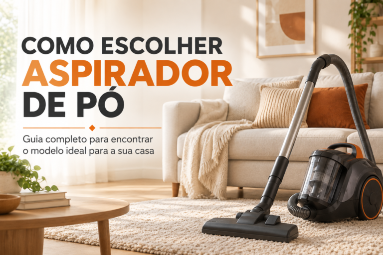 Aspirador de pó em sala de estar para ajudar na escolha do modelo ideal