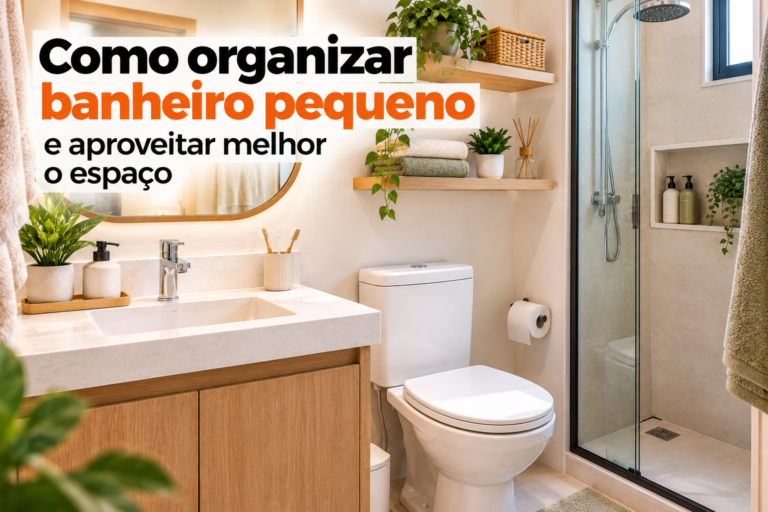 Banheiro pequeno organizado com melhor aproveitamento do espaço