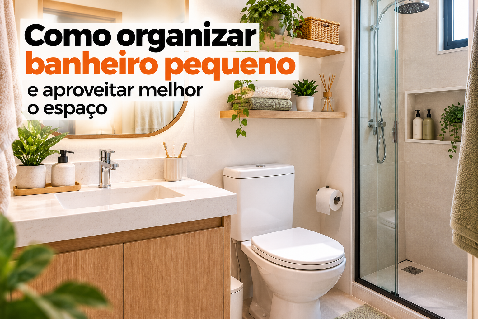 Banheiro pequeno organizado com melhor aproveitamento do espaço