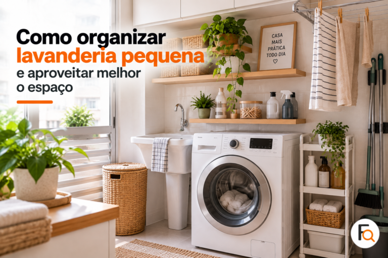 Lavanderia pequena organizada com melhor aproveitamento do espaço