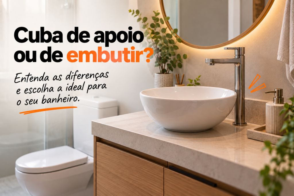 Cuba de apoio ou de embutir: qual escolher para o banheiro?